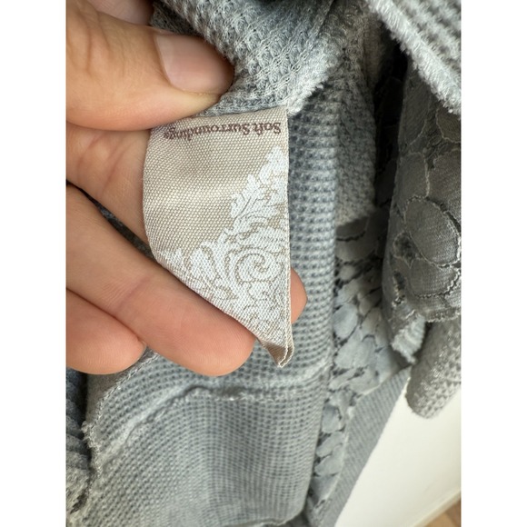 Soft Surroundings Cadence Thermal‎ Cardigan Petite  Embroidered  Gray Waffle - Picture 12 of 12